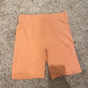 orange cotton biker shorts